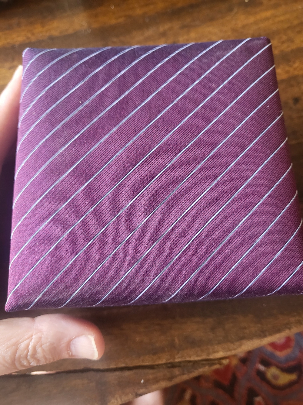 Classic Men's Burgundy Striped Necktie And Cufflink Set